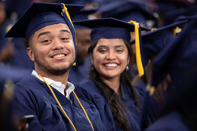 Students at commencement ceremony