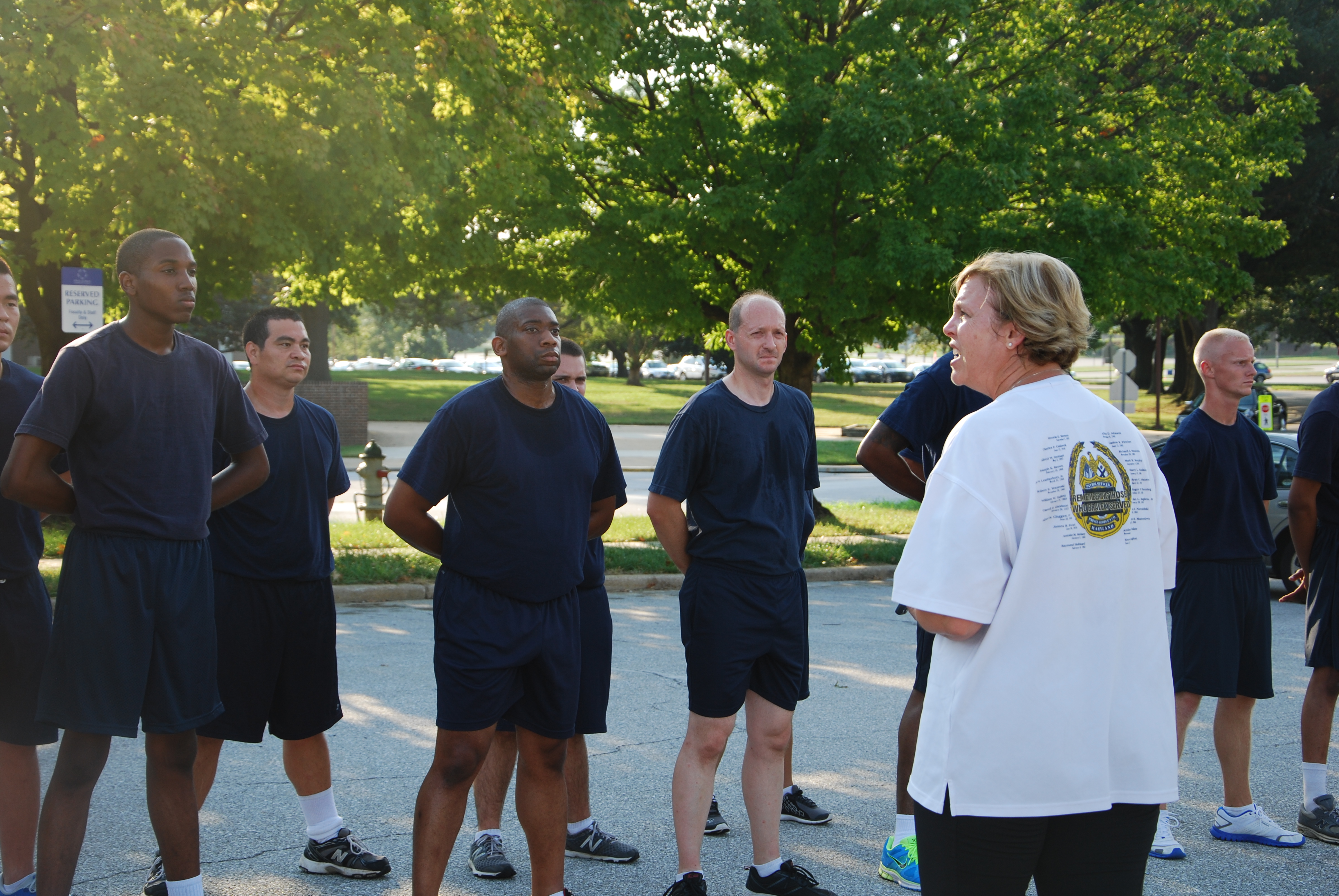 PGCC Police Academy cadets stand outside during a drill.