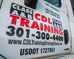 The side of a CDL training semi